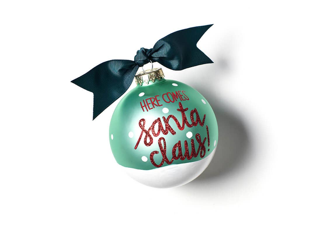 Here Comes Santa Claus Glass Ornament