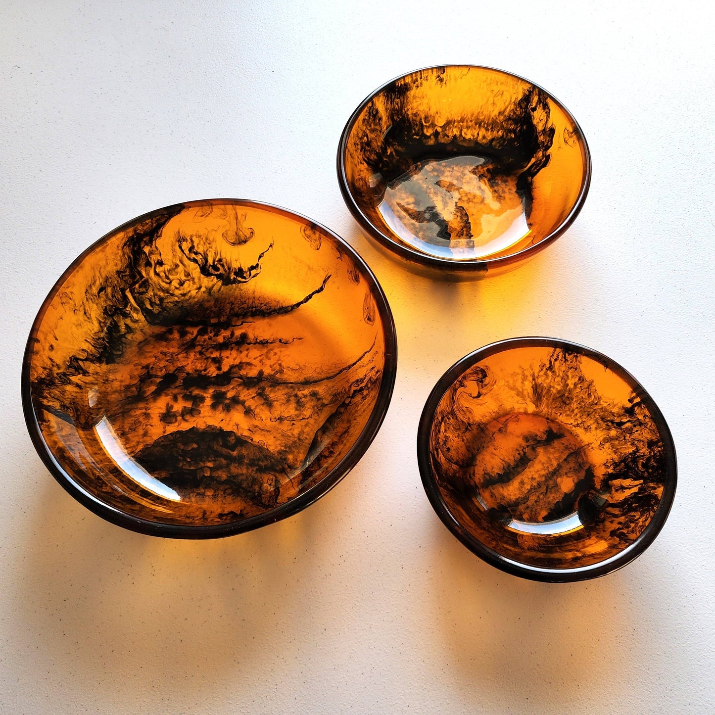 Hand Poured Resin Serving Bowls - Set of 3