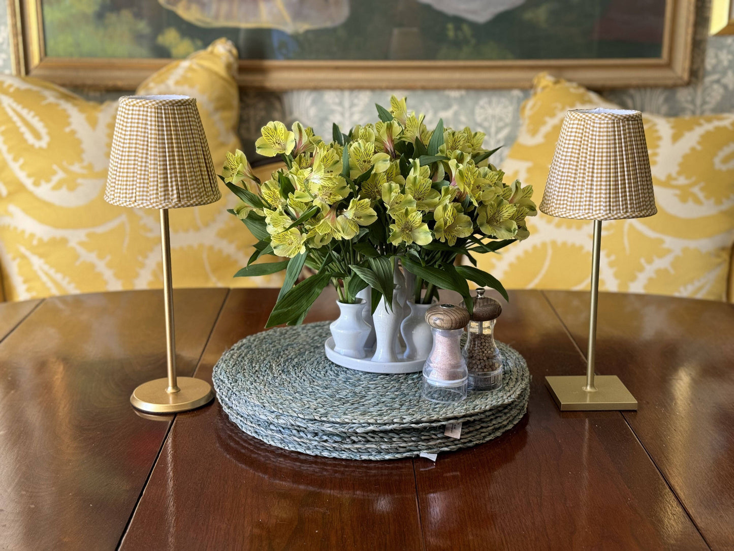 Gold Gingham Zafferano Lampshade by Maison Maison