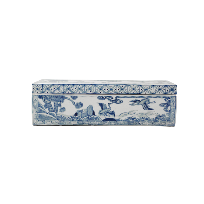 Blue and White Bird and Flower Motif Box