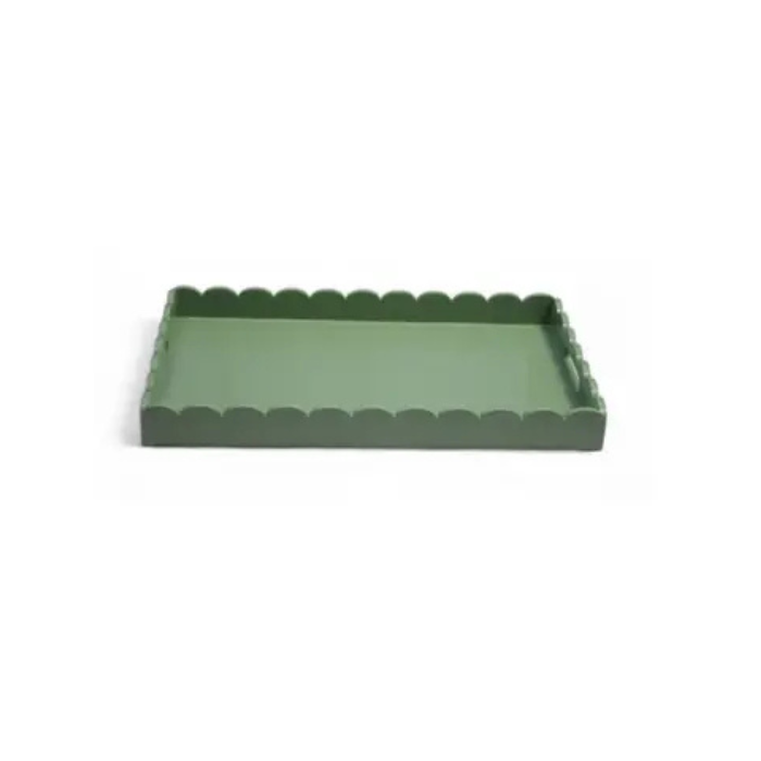 Scalloped Lacquer Green Tray