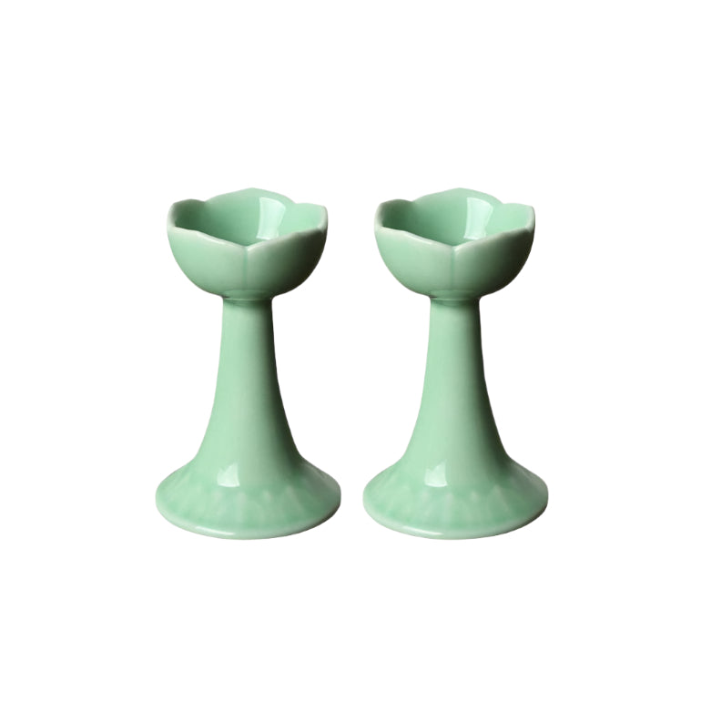 Green Alexia candle holder set