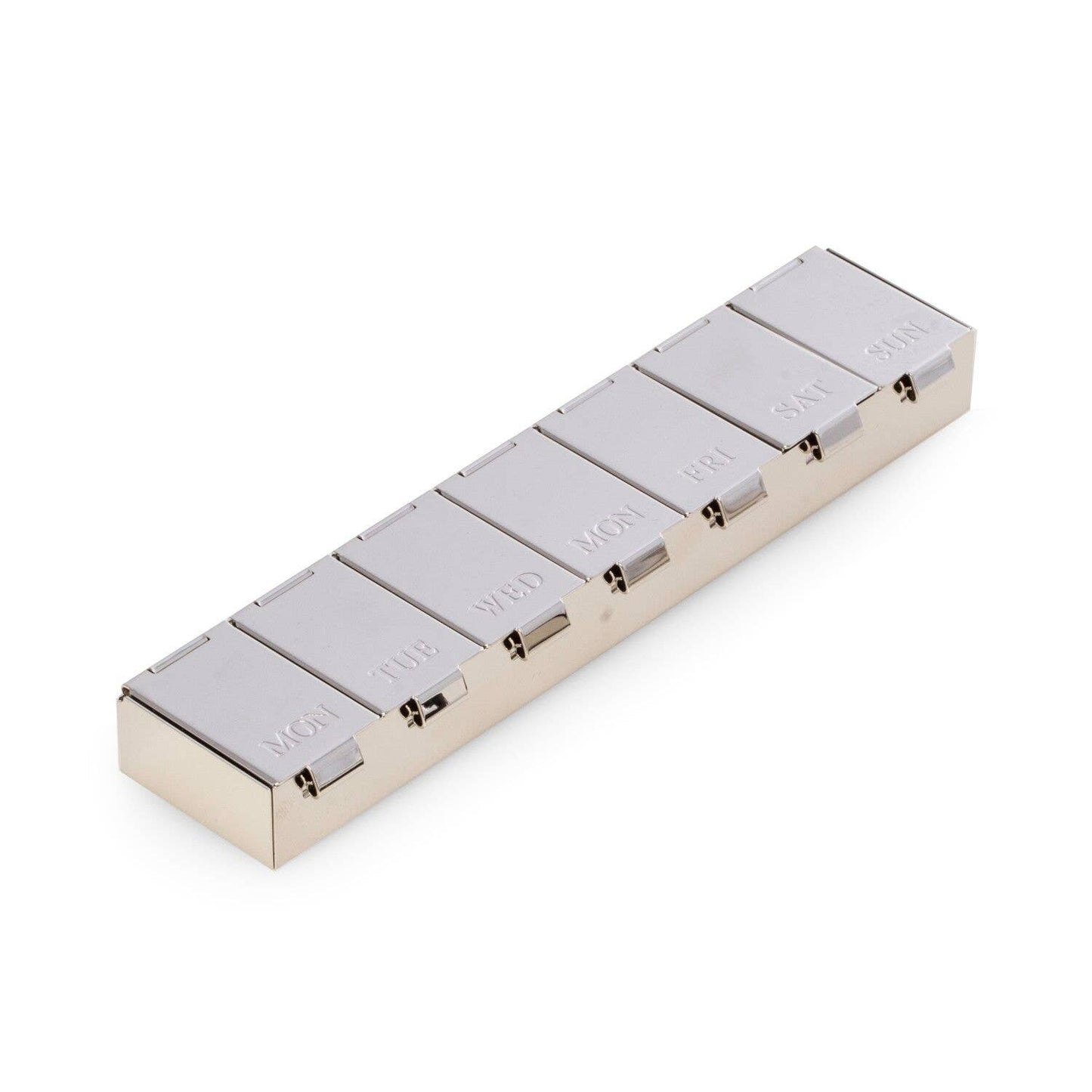 Chrome Pill Box with Engraved Days of the Week