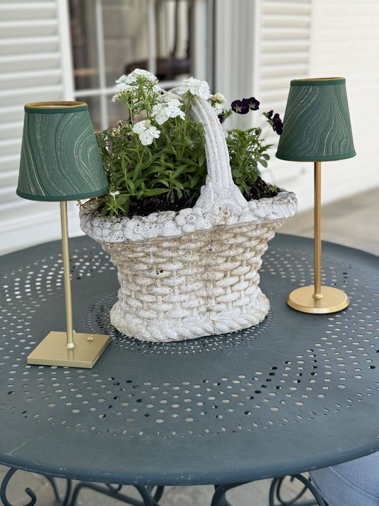 Small Empire Marblelized Paper Shade in Hunter Green
