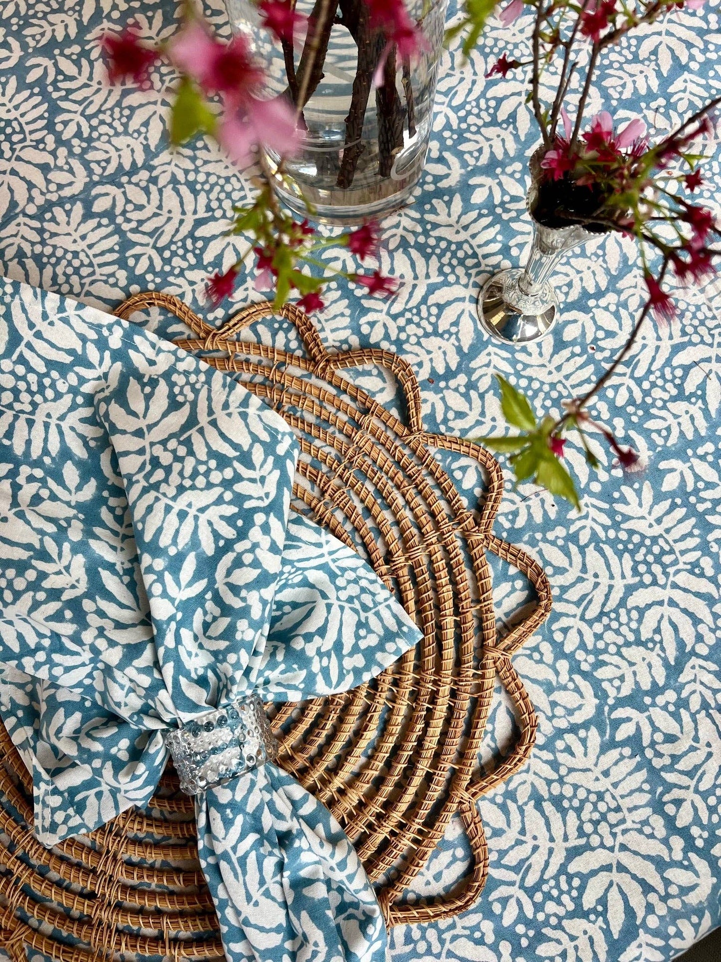Gathered Garden Tablecloth in Lake Blue