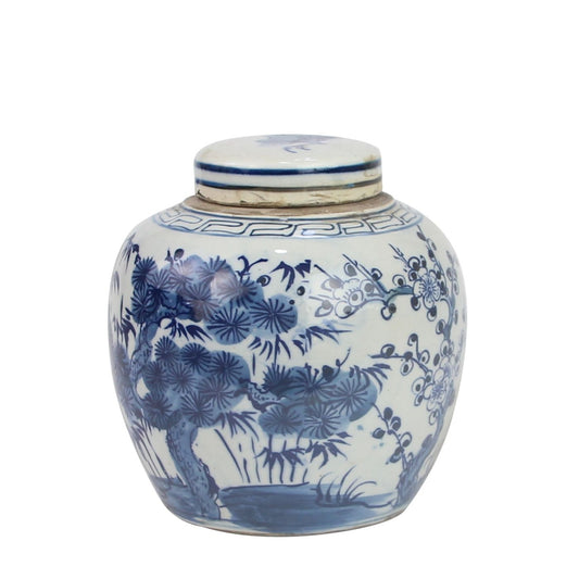Blue And White Mini Jar Pine Tree