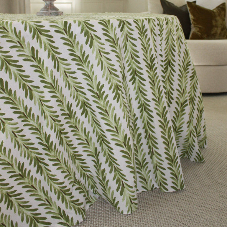 Ferns Tablecloth in Moss Green