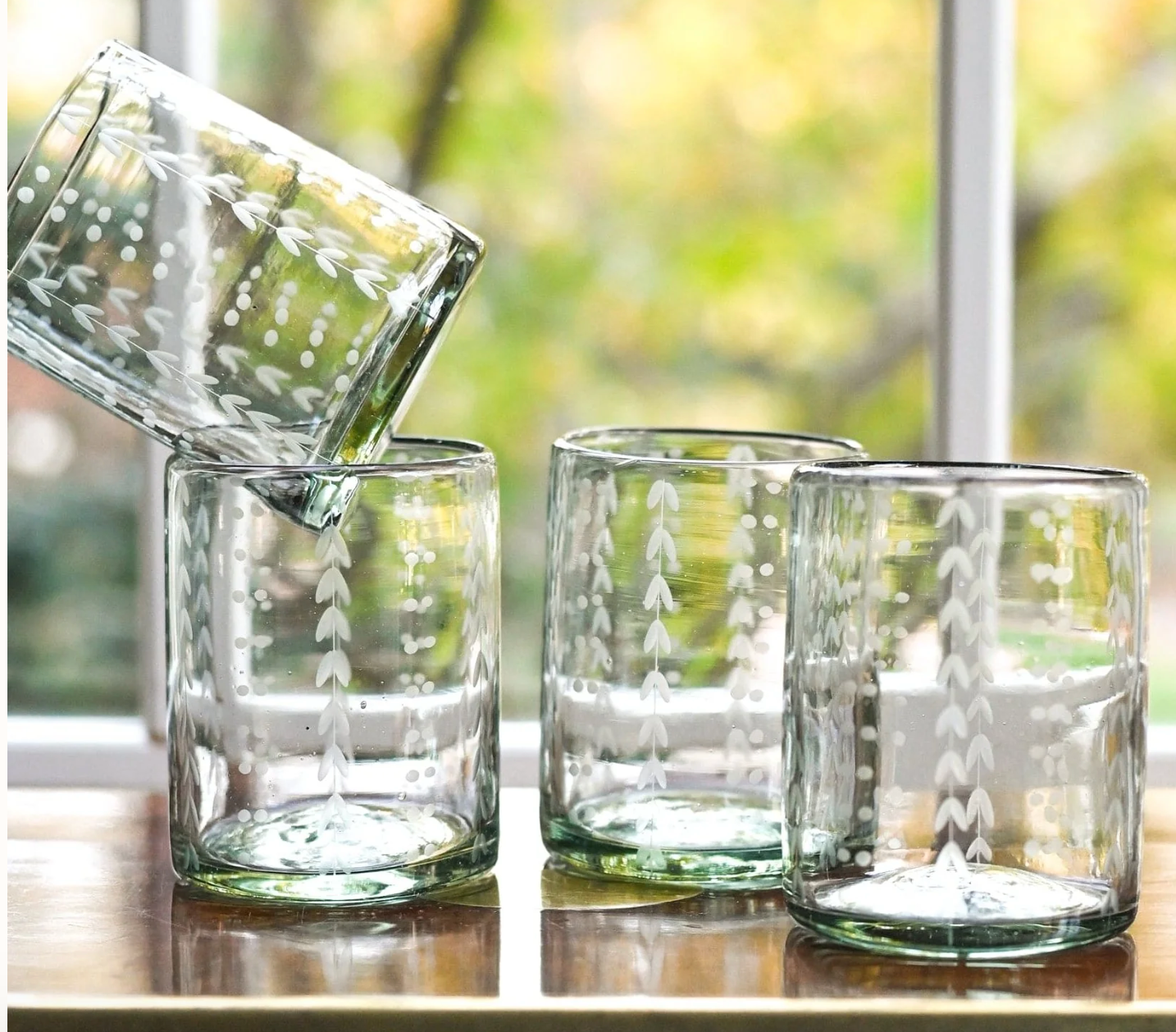 Signature "7" Rocks Glass in Fern and Dot (Clear)