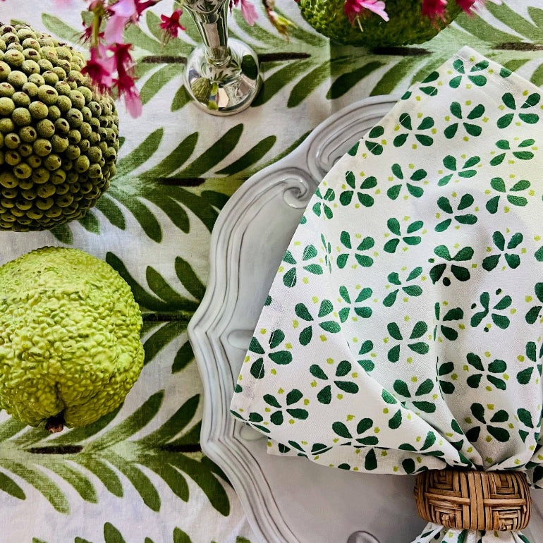 Ferns Tablecloth in Moss Green