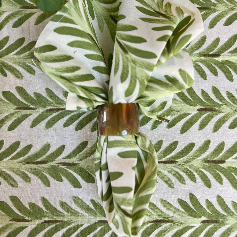 Ferns Tablecloth in Moss Green