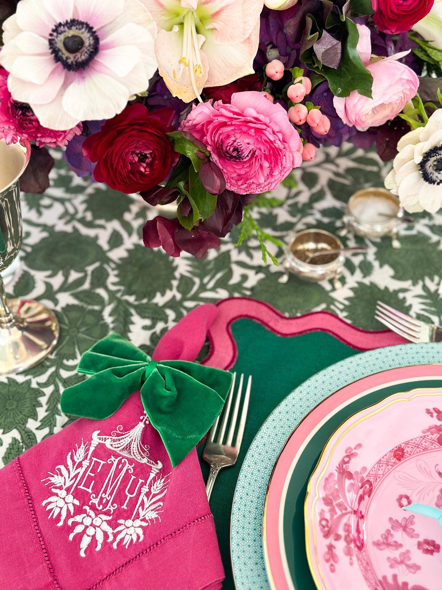 Green Bow Napkin Ties
