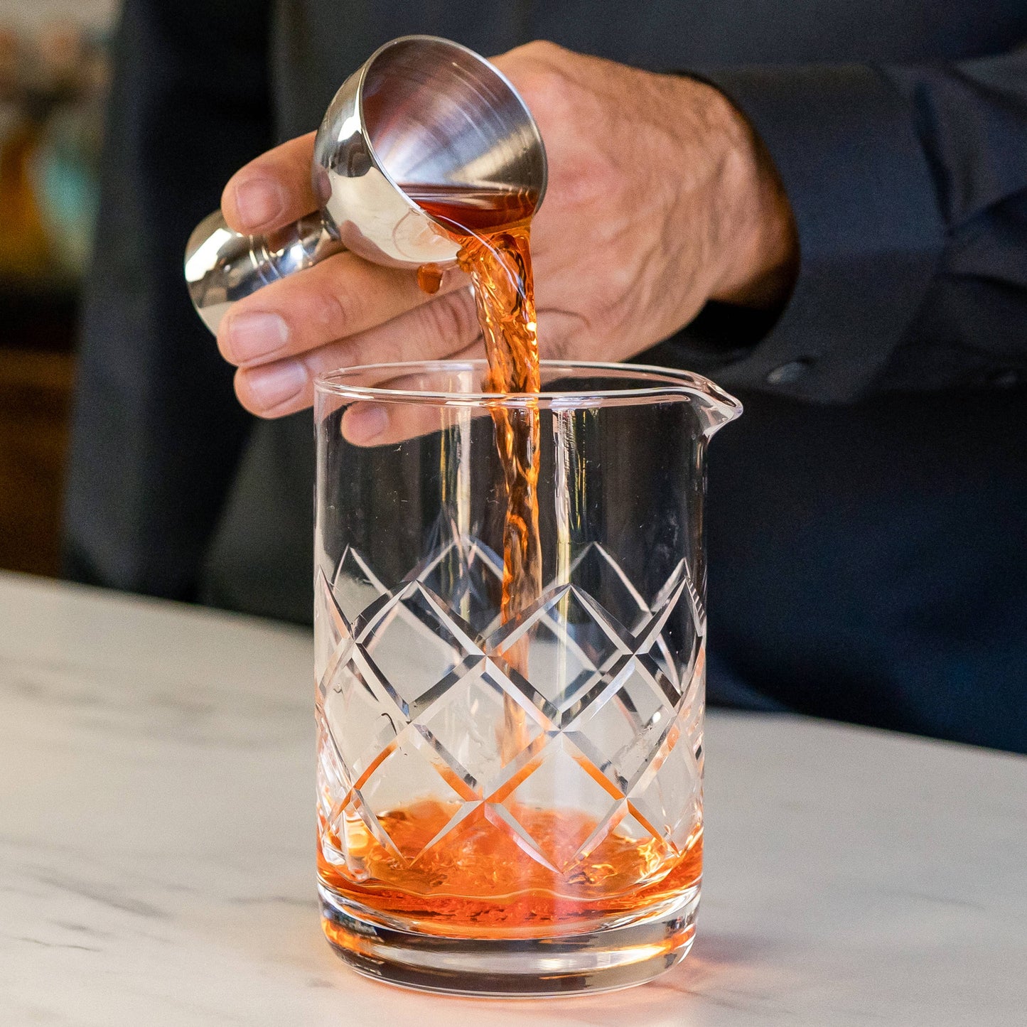 Craft Cocktail Mixing Glass - Diamond Cut Pattern